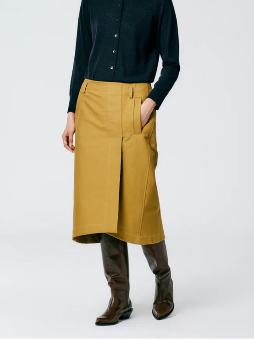 Tibi Sculpted Cotton Pitched Skirt Tan Size 6